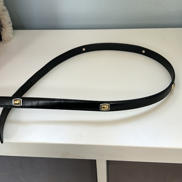 Brighton Slim Black Leather Belt with Gold and Silver # 4A303 - Picture 2 of 10